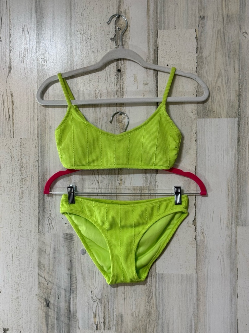 Neon Lime Textured Women's Bikini Set -